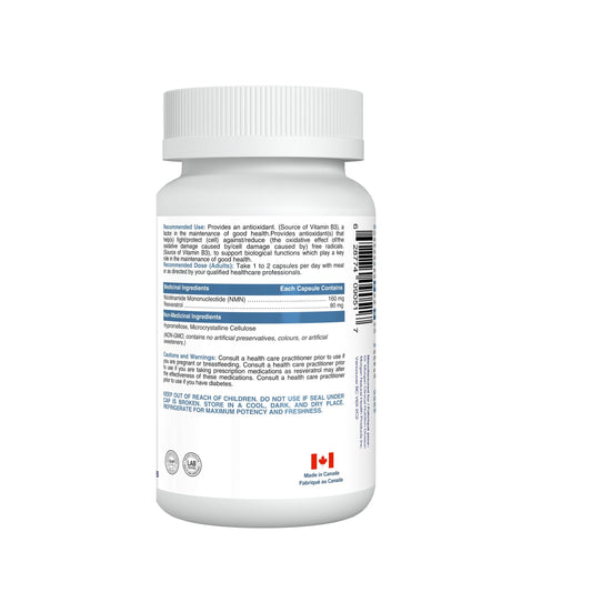 Dr. Morgan NMN PLUS 9600 bottle — English back label — NPN 80122926