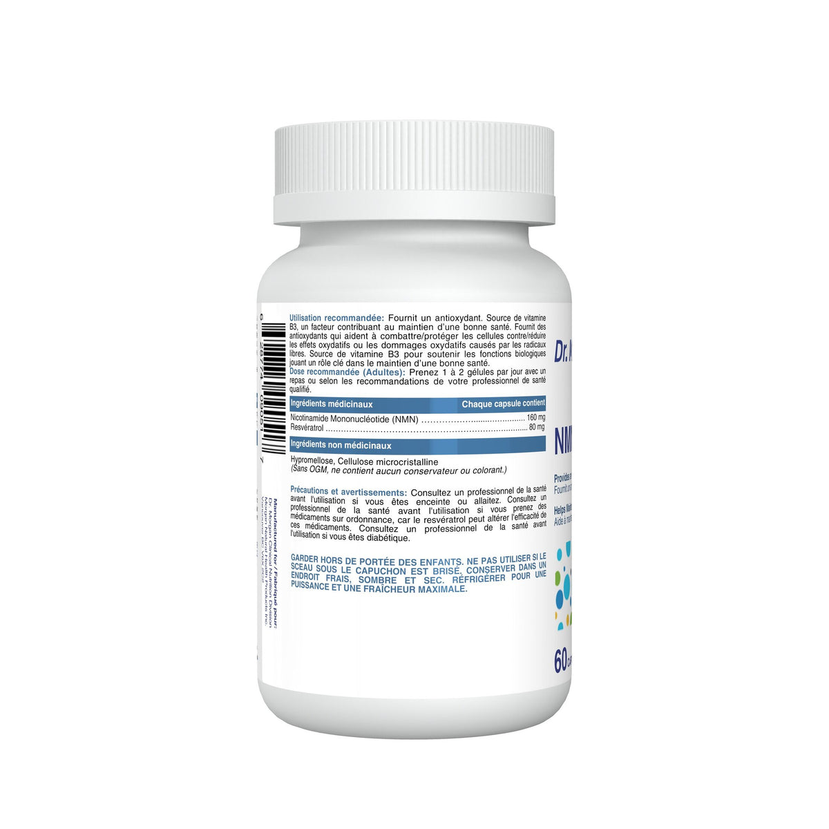 Dr. Morgan NMN PLUS 9600 bottle — French back label — NPN 80122926