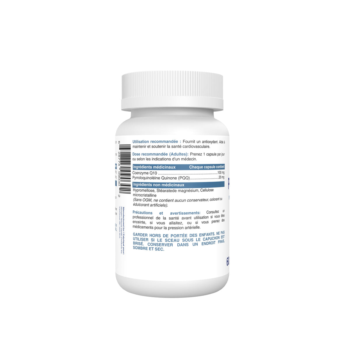 Dr. Morgan PQQ + CoQ10 bottle — French label — NPN 80131927