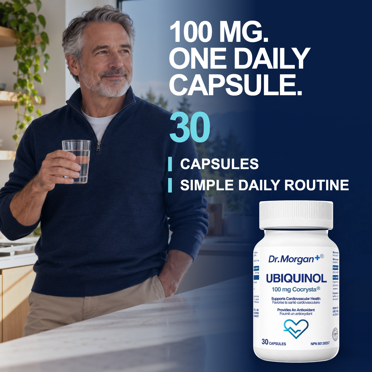 Dr. Morgan Ubiquinol 100 mg, one daily capsule, 30 capsules